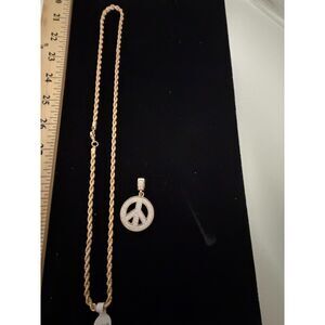 NEW 24" gold tone chain with lobster clasp and pendant -PEACE